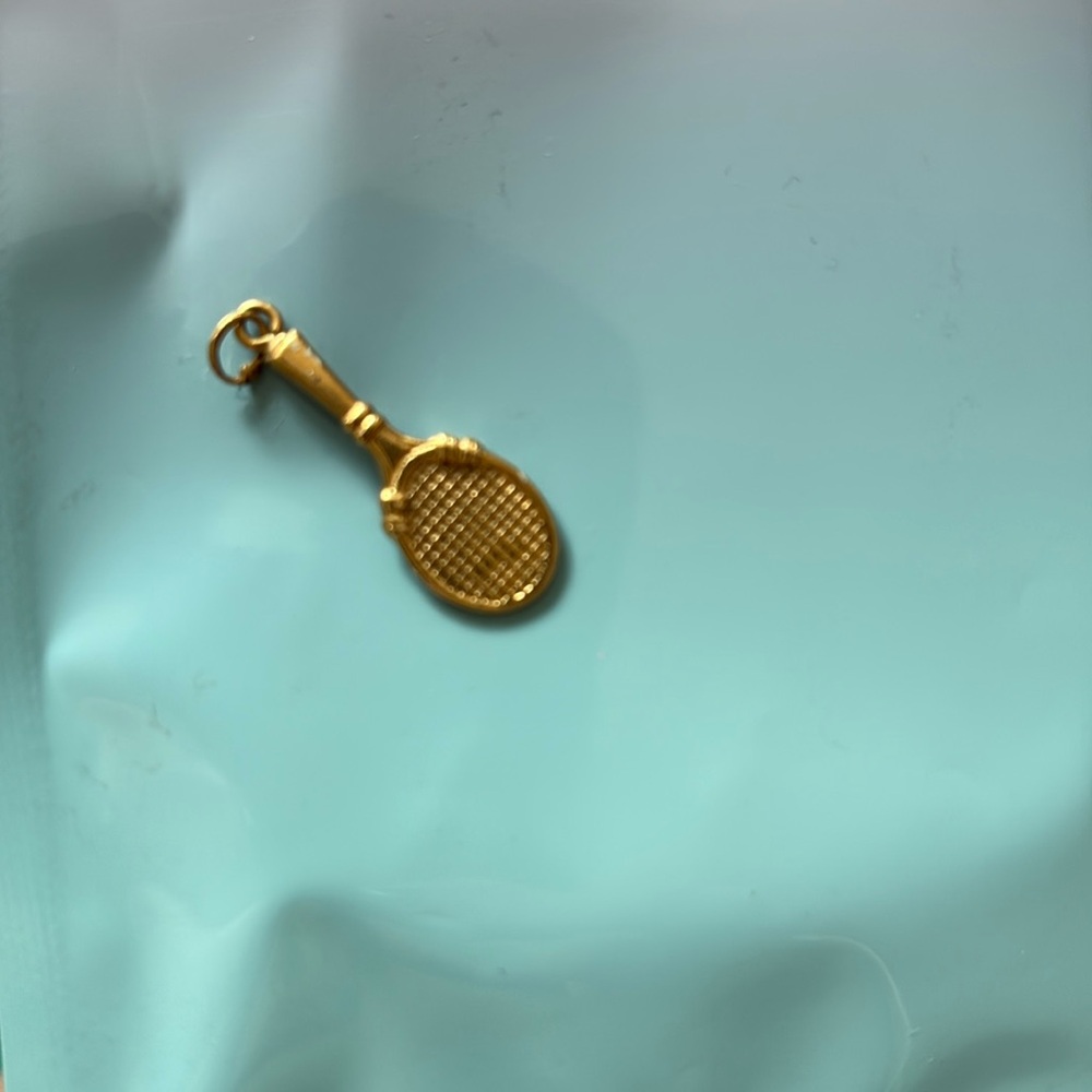 Gold Tennis Racket Charm - Picture 5 of 7